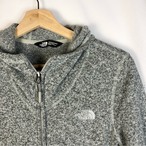 The North Face Heather Gray Sweater Knit Fleece Full Zip Jacket M - Picture 3 of 5